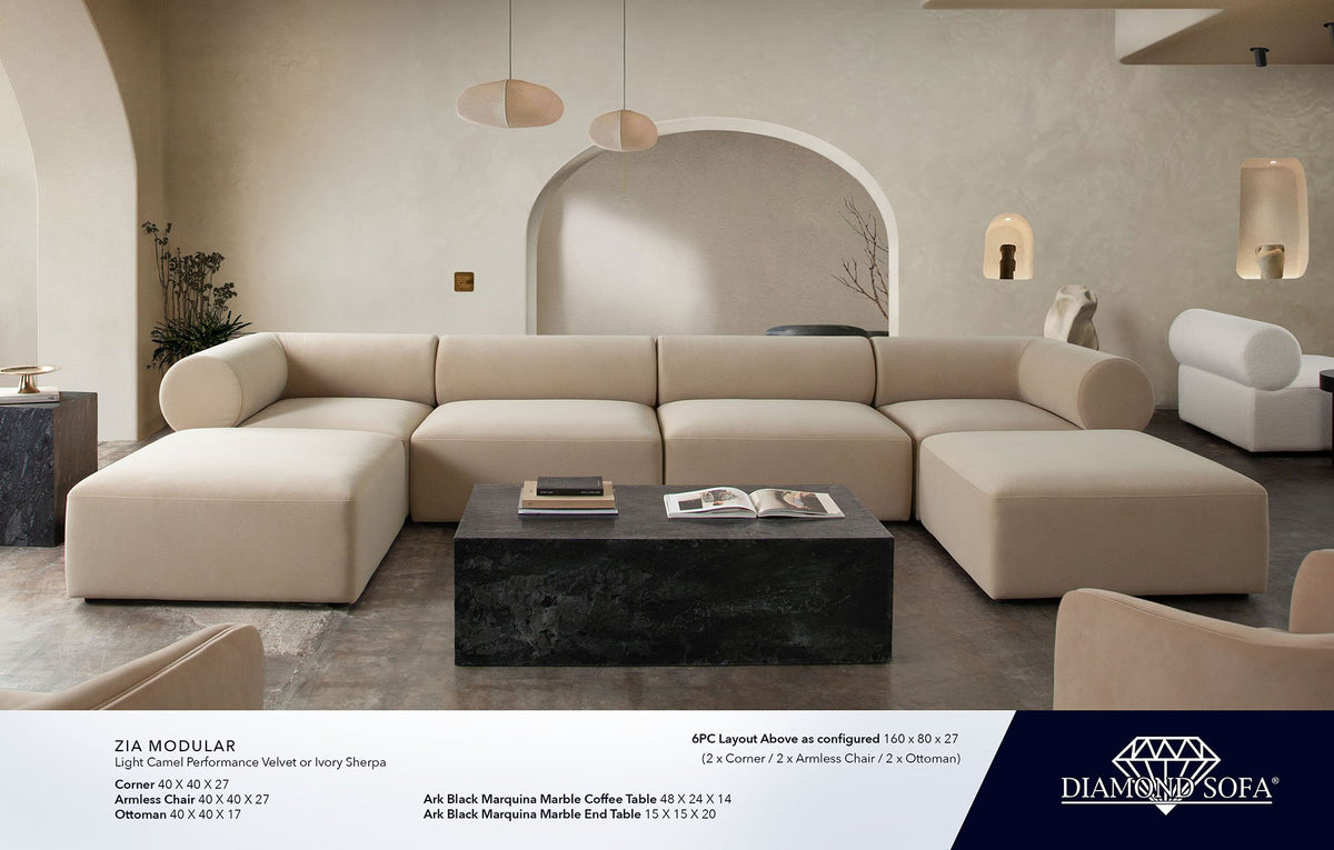 Zia Modular Camel 7-Piece Sectional by Diamond Sofa at Eve Furniture