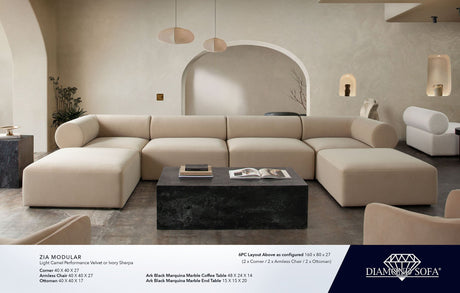Zia Modular Camel 7-Piece Sectional by Diamond Sofa at Eve Furniture