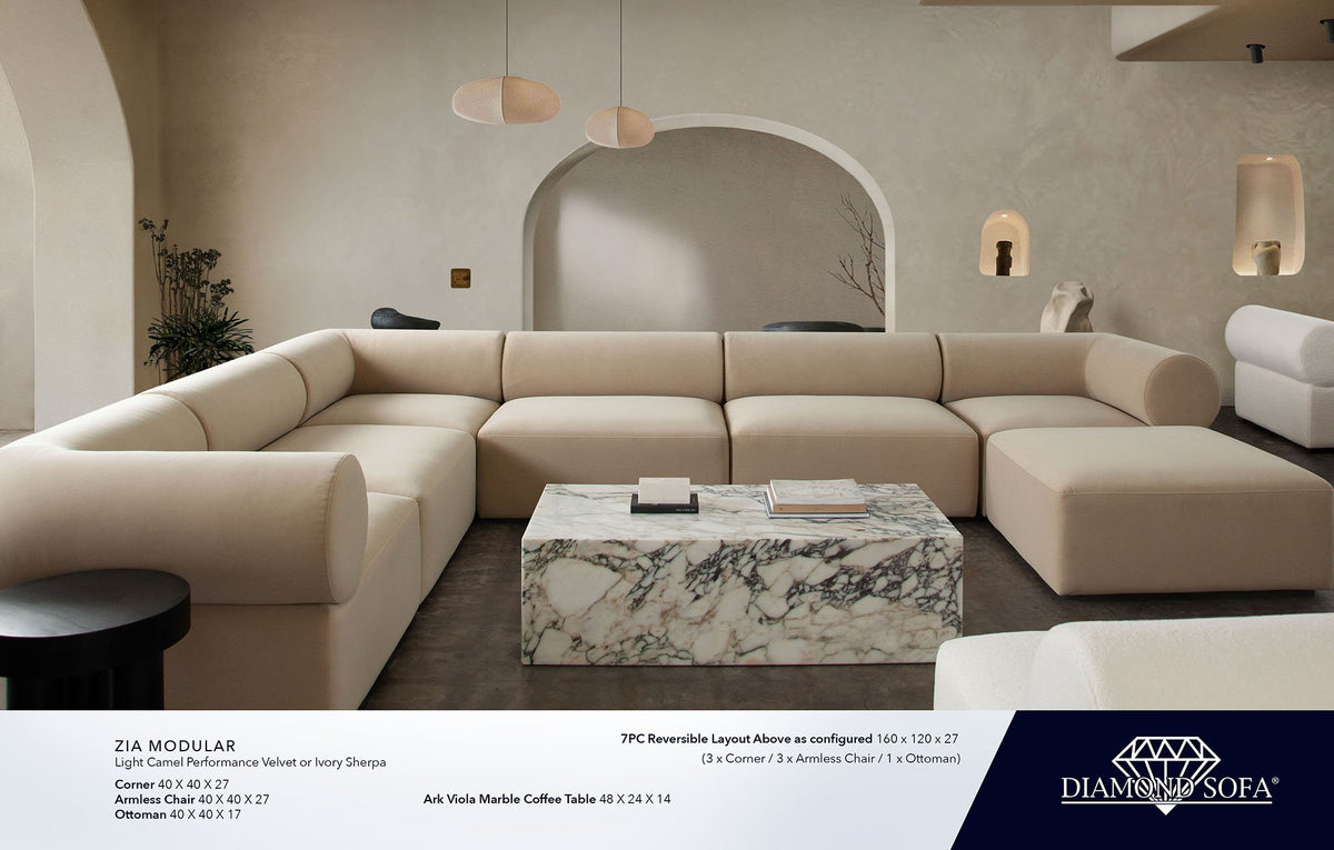 Zia Modular Camel 7-Piece Sectional by Diamond Sofa at Eve Furniture