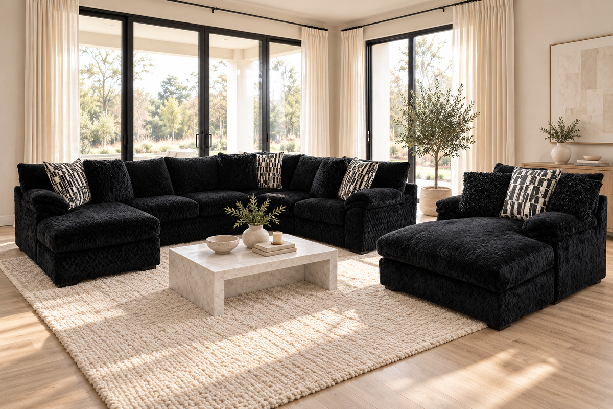 Zig Onyx Black Sectional by Happy Homes at Eve Furniture