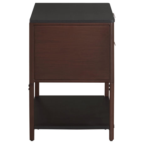 Zimmerlee Rust Brown 2-Drawer Side Table with Shelf by Coaster at Eve Furniture