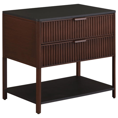 Zimmerlee Rust Brown 2-Drawer Side Table with Shelf by Coaster at Eve Furniture