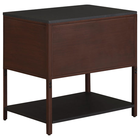 Zimmerlee Rust Brown 2-Drawer Side Table with Shelf by Coaster at Eve Furniture