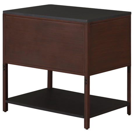 Zimmerlee Rust Brown 2-Drawer Side Table with Shelf by Coaster at Eve Furniture