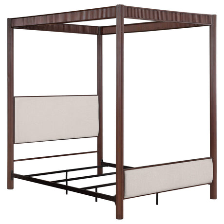 Zimmerleee Rust Brown 89-inch Metal Eastern King Canopy Bed by Coaster at Eve Furniture