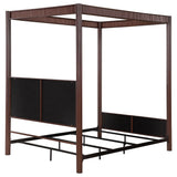 Zimmerleee Rust Brown 89-inch Metal Eastern King Canopy Bed by Coaster at Eve Furniture