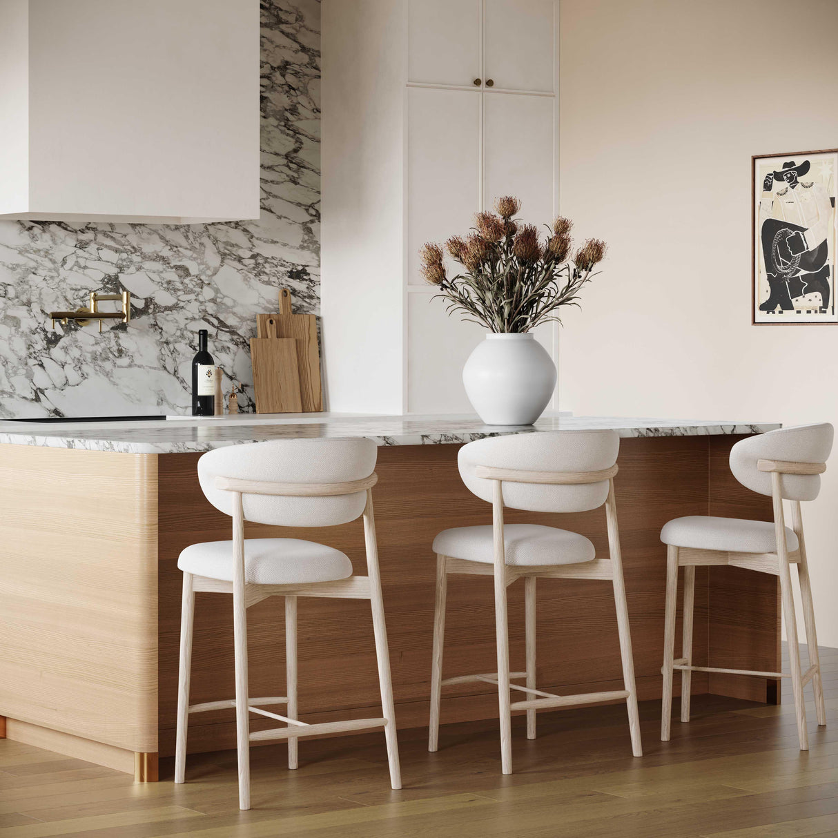 Zinea Performance Textured Velvet Counter Stool by TOV Furniture at Eve Furniture