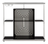 Zinnia Glossy Black/White 2-Tier Bar Unit