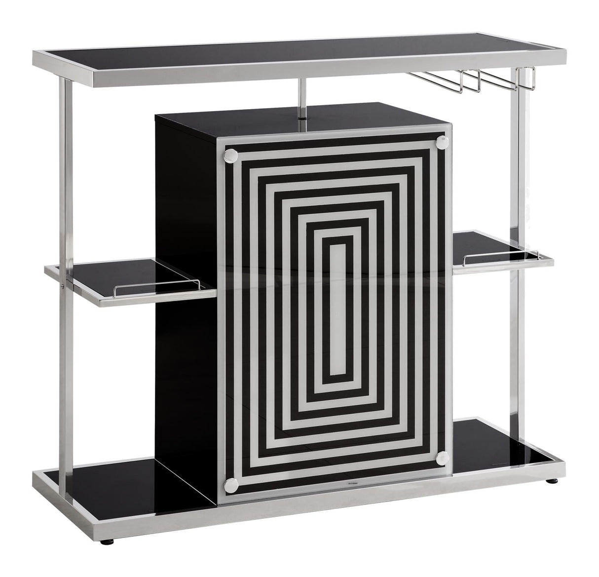 Zinnia Glossy Black/White 2-Tier Bar Unit