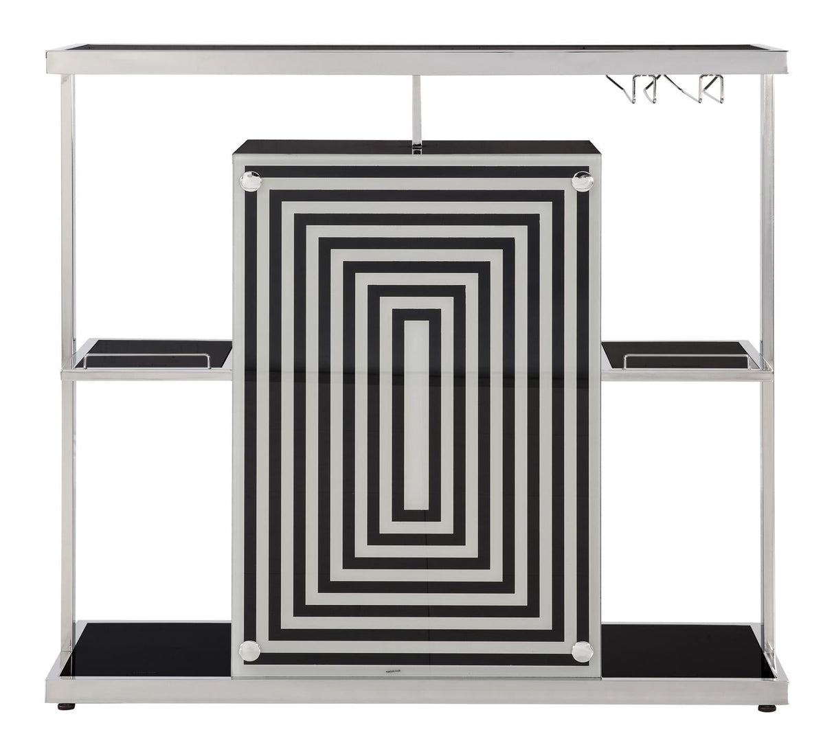 Zinnia Glossy Black/White 2-Tier Bar Unit