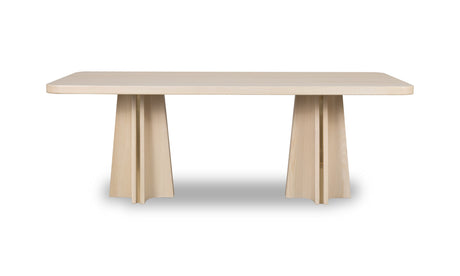 Zinnia Ash Wood Double Pedestal Dining Table in White Sand by Modus Furniture at Eve Furniture