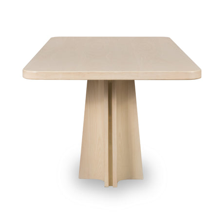 Zinnia Ash Wood Double Pedestal Dining Table in White Sand by Modus Furniture at Eve Furniture