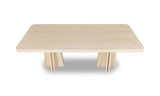 Zinnia Ash Wood Double Pedestal Dining Table in White Sand by Modus Furniture at Eve Furniture