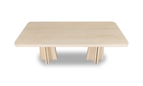 Zinnia Ash Wood Double Pedestal Dining Table in White Sand by Modus Furniture at Eve Furniture