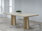 Zinnia Ash Wood Double Pedestal Dining Table in White Sand by Modus Furniture at Eve Furniture
