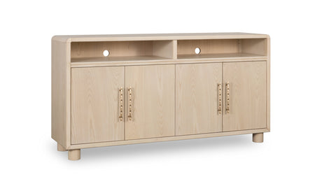 Zinnia Four Door Two Shelf Sideboard in White Sand by Modus Furniture at Eve Furniture