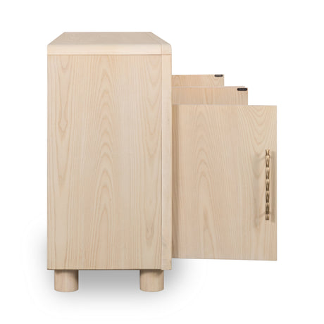 Zinnia Four Door Two Shelf Sideboard in White Sand by Modus Furniture at Eve Furniture