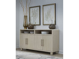 Zinnia Four Door Two Shelf Sideboard in White Sand by Modus Furniture at Eve Furniture