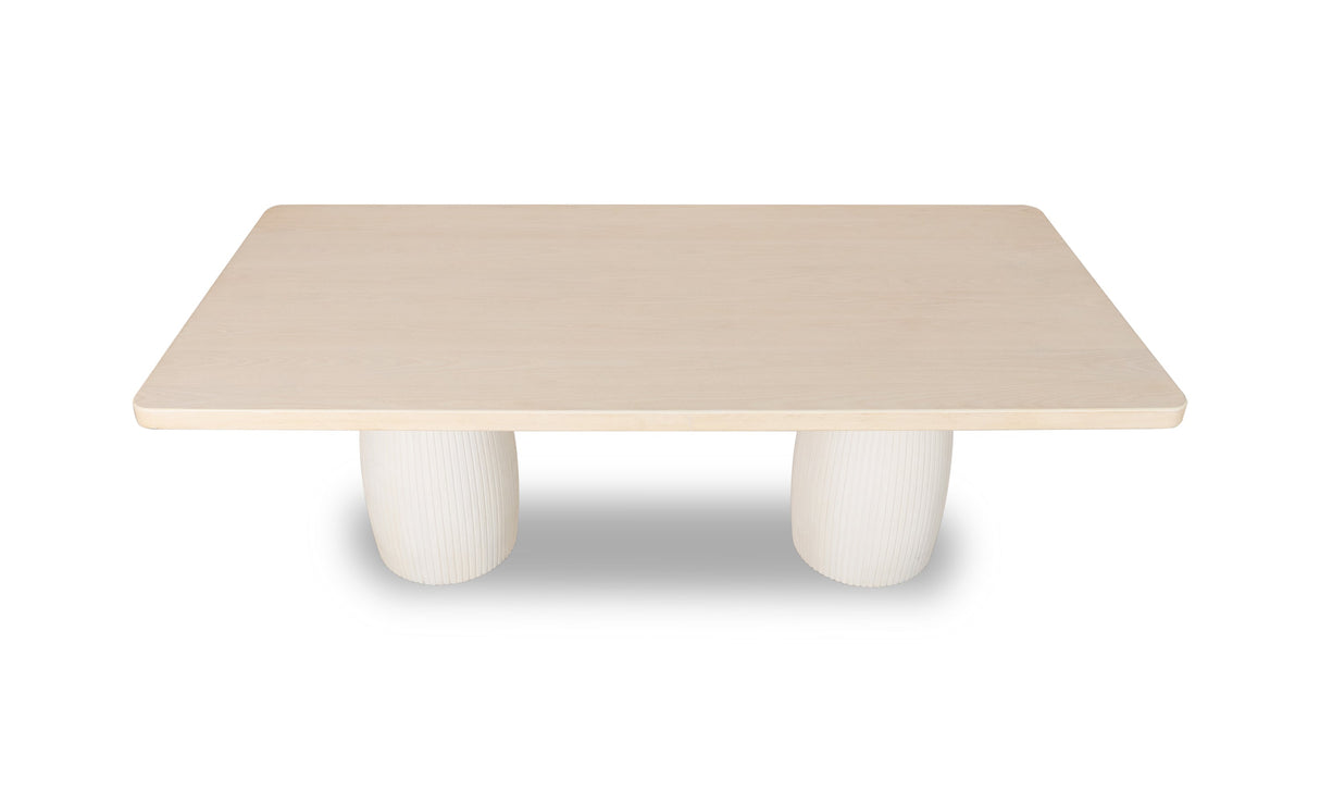 Zinnia Plaster Base Wood Top Dining Table in White Sand and Ivory by Modus Furniture at Eve Furniture