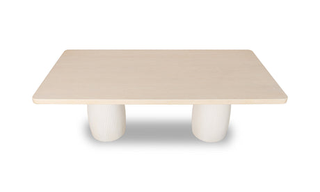 Zinnia Plaster Base Wood Top Dining Table in White Sand and Ivory by Modus Furniture at Eve Furniture