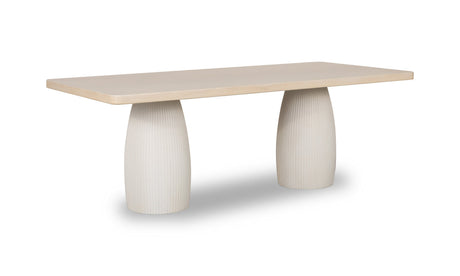 Zinnia Plaster Base Wood Top Dining Table in White Sand and Ivory by Modus Furniture at Eve Furniture