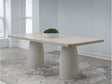 Zinnia Plaster Base Wood Top Dining Table in White Sand and Ivory by Modus Furniture at Eve Furniture