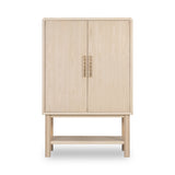 Zinnia Two Door Ash Wood Bar Cabinet in White Sand by Modus Furniture at Eve Furniture