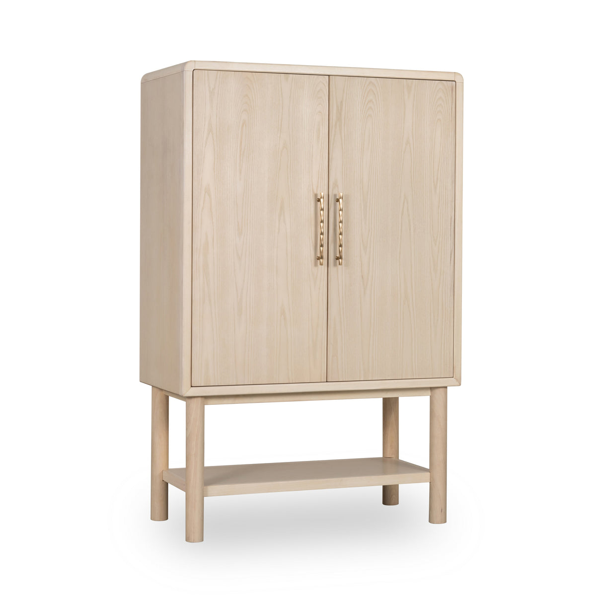 Zinnia Two Door Ash Wood Bar Cabinet in White Sand by Modus Furniture at Eve Furniture