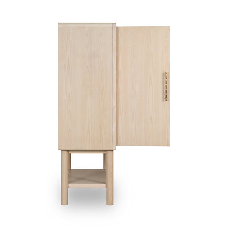Zinnia Two Door Ash Wood Bar Cabinet in White Sand by Modus Furniture at Eve Furniture