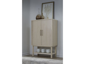 Zinnia Two Door Ash Wood Bar Cabinet in White Sand by Modus Furniture at Eve Furniture