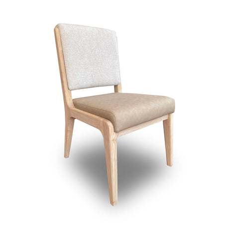 Zinnia Upholstered Dining Chair in White Sand, Buttermilk Leather and Dune Chenille (Set of 2) by Modus Furniture at Eve Furniture
