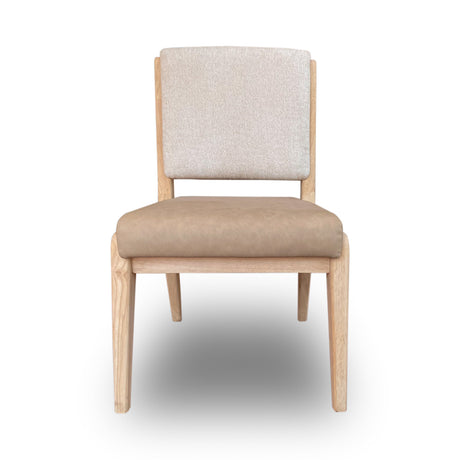 Zinnia Upholstered Dining Chair in White Sand, Buttermilk Leather and Dune Chenille (Set of 2) by Modus Furniture at Eve Furniture