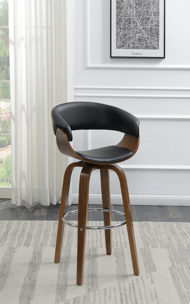 Zion Walnut/Black Upholstered Swivel Bar Stool