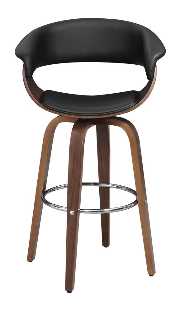 Zion Walnut/Black Upholstered Swivel Bar Stool