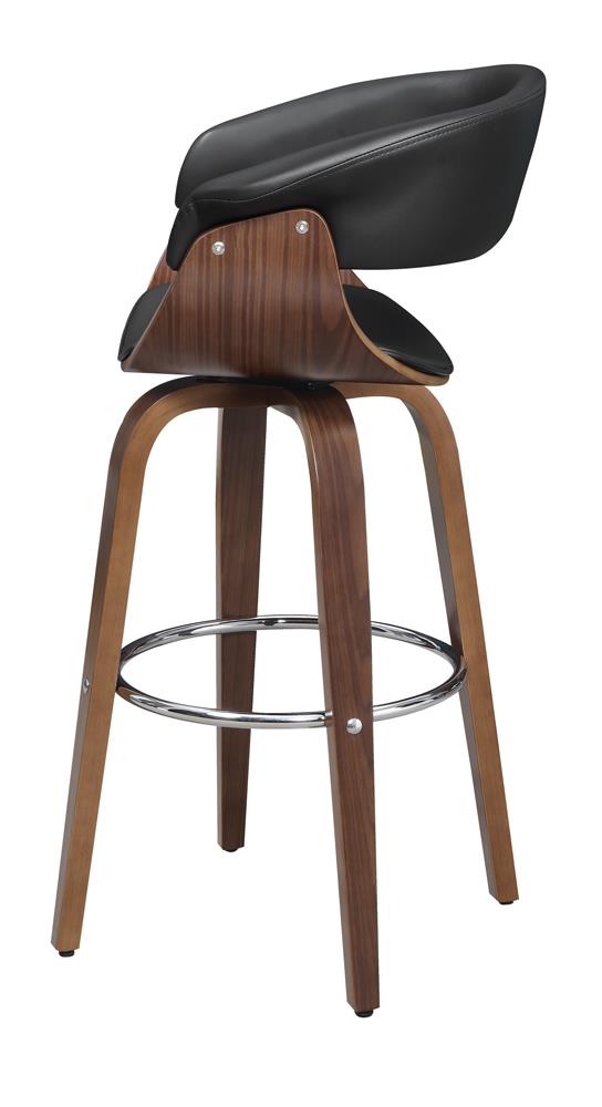 Zion Walnut/Black Upholstered Swivel Bar Stool