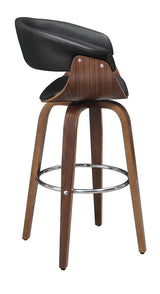 Zion Walnut/Black Upholstered Swivel Bar Stool