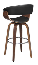 Zion Walnut/Black Upholstered Swivel Bar Stool