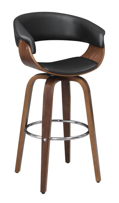 Zion Walnut/Black Upholstered Swivel Bar Stool by Coaster at Eve Furniture