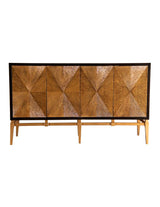 Zira Brown/Antique Gold Sunburst 4-Door Accent Cabinet