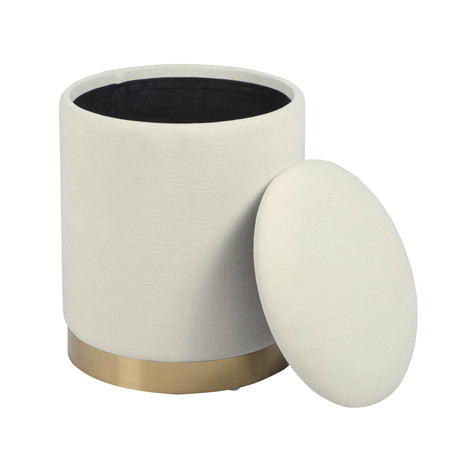 Zoe Cream Chenille Storage Ottoman by TOV Furniture at Eve Furniture