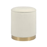 Zoe Cream Chenille Storage Ottoman by TOV Furniture at Eve Furniture