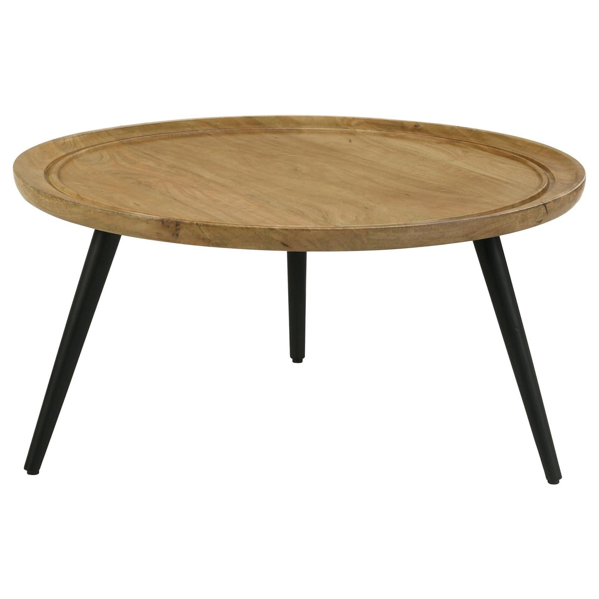 Zoe Natural/Black Round Coffee Table with Trio Legs