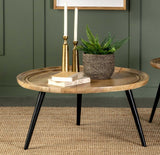 Zoe Natural/Black Round Coffee Table with Trio Legs