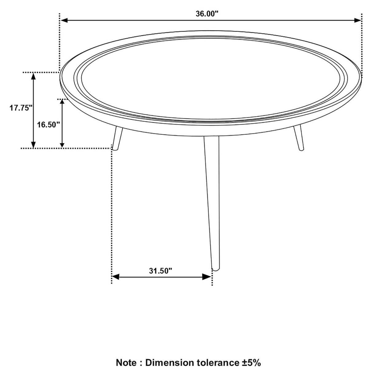 Zoe Natural/Black Round Coffee Table with Trio Legs