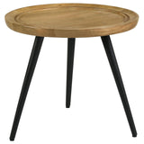 Zoe Round End Table with Trio Legs Natural/Black