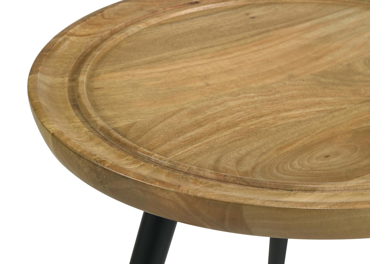 Zoe Round End Table with Trio Legs Natural/Black