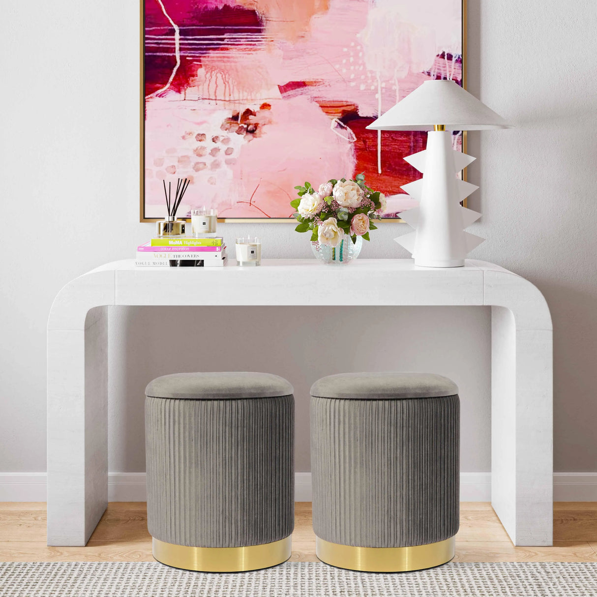 Zoe Velvet Storage Ottoman by TOV Furniture at Eve Furniture