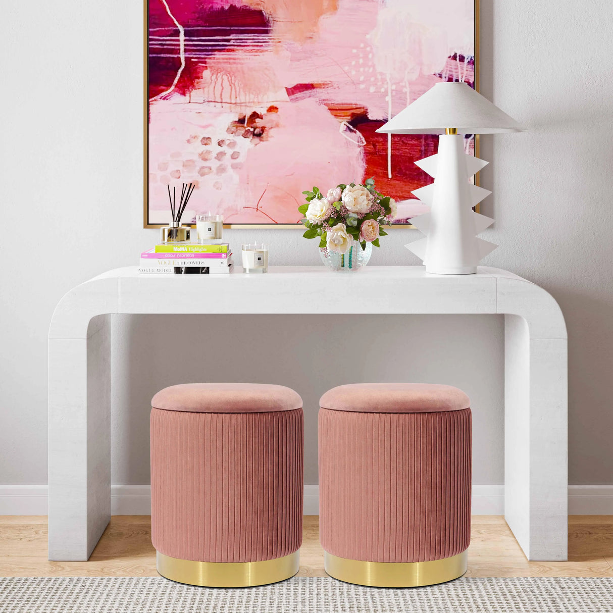 Zoe Velvet Storage Ottoman by TOV Furniture at Eve Furniture