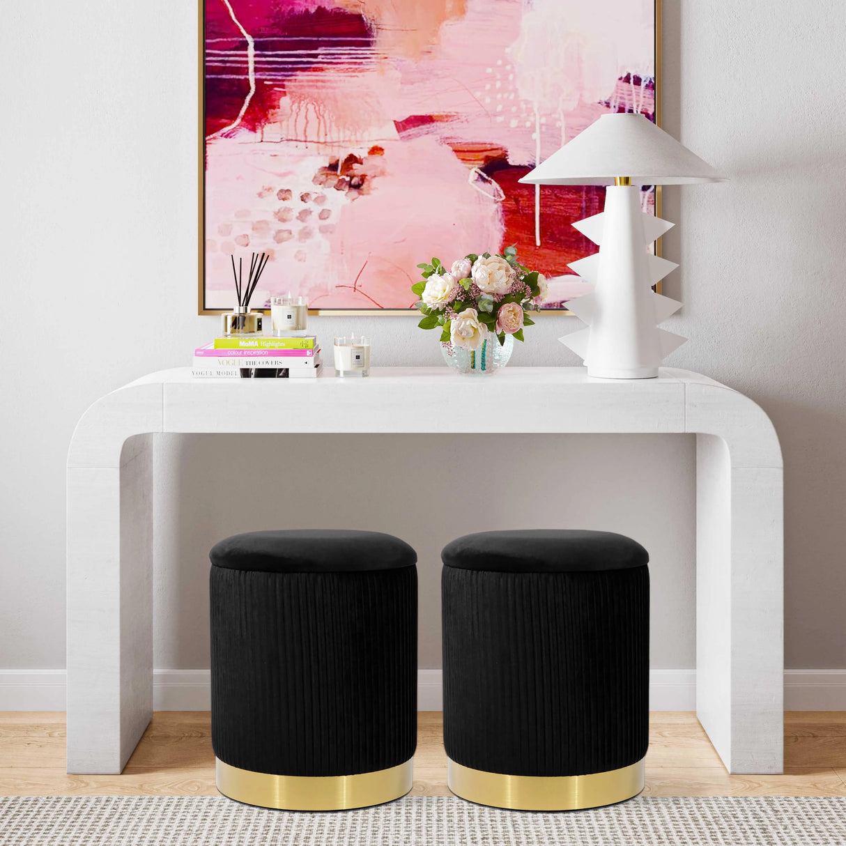 Zoe Velvet Storage Ottoman by TOV Furniture at Eve Furniture