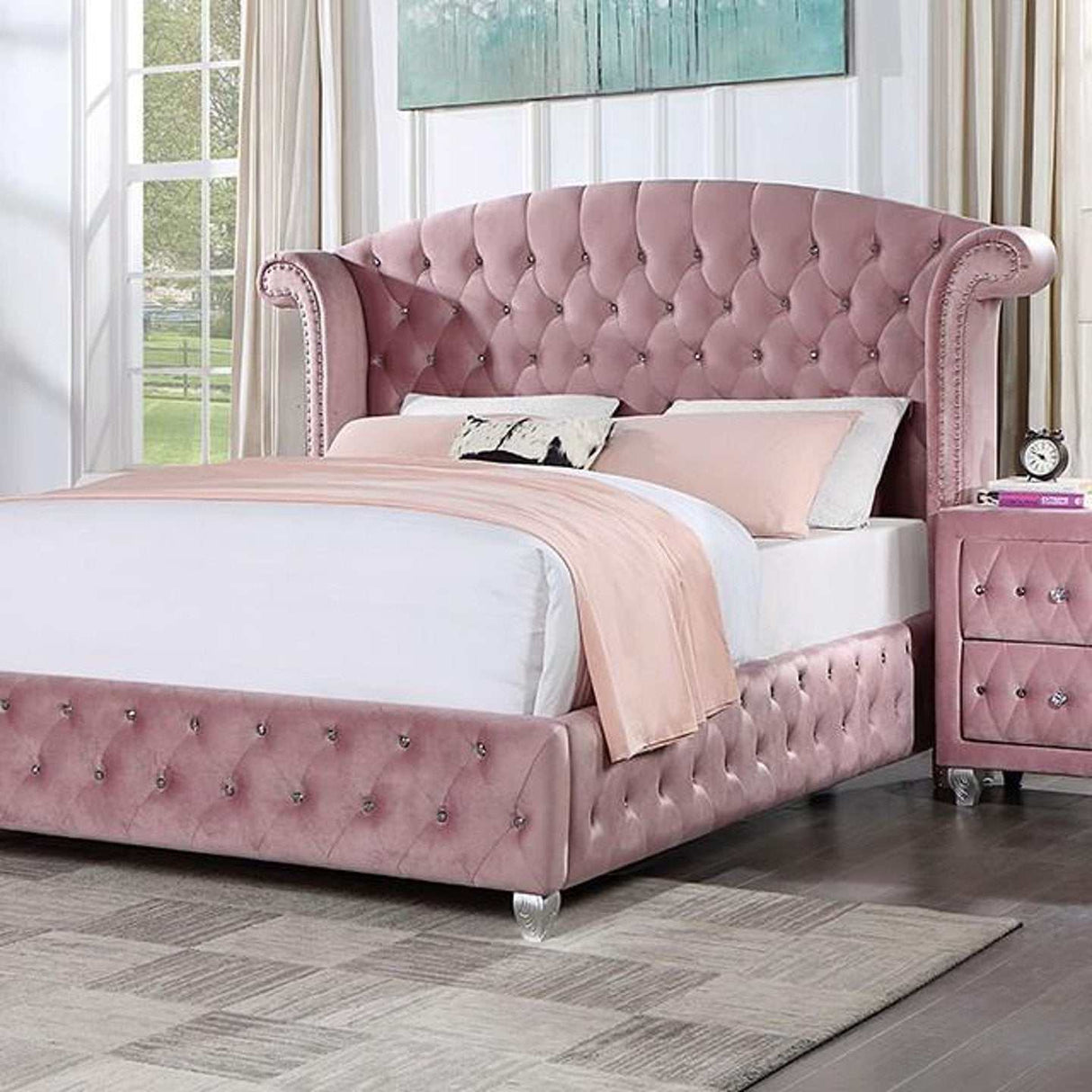 Zohar Pink 4-Piece Full Bedroom Set by Furniture of America at Eve Furniture